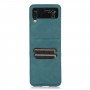 כיסוי עבור Samsung Galaxy Z Flip4 כיסוי ארנק / ספר - בצבע ירוק