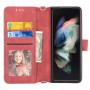 כיסוי עבור Samsung Galaxy Z Fold3 5G כיסוי ארנק / ספר - בצבע אדום