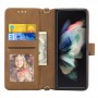 כיסוי עבור Samsung Galaxy Z Fold3 5G כיסוי ארנק / ספר - בצבע חום