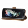 כיסוי עבור Samsung Galaxy Z Fold3 5G כיסוי ארנק / ספר - בצבע חום