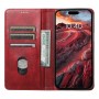 כיסוי עבור Apple iPhone 15 Pro Max כיסוי ארנק / ספר - בצבע אדום