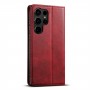 כיסוי עבור Samsung Galaxy S22 Ultra 5G כיסוי ארנק / ספר - בצבע אדום