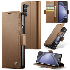 כיסוי עבור Samsung Galaxy Z Fold5 כיסוי ארנק / ספר - בצבע חום