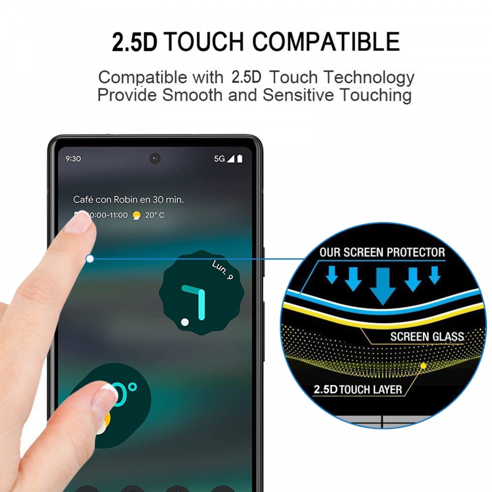 מגן מסך עבור Google Pixel 6a עשוי מזכוכית מחוסמת