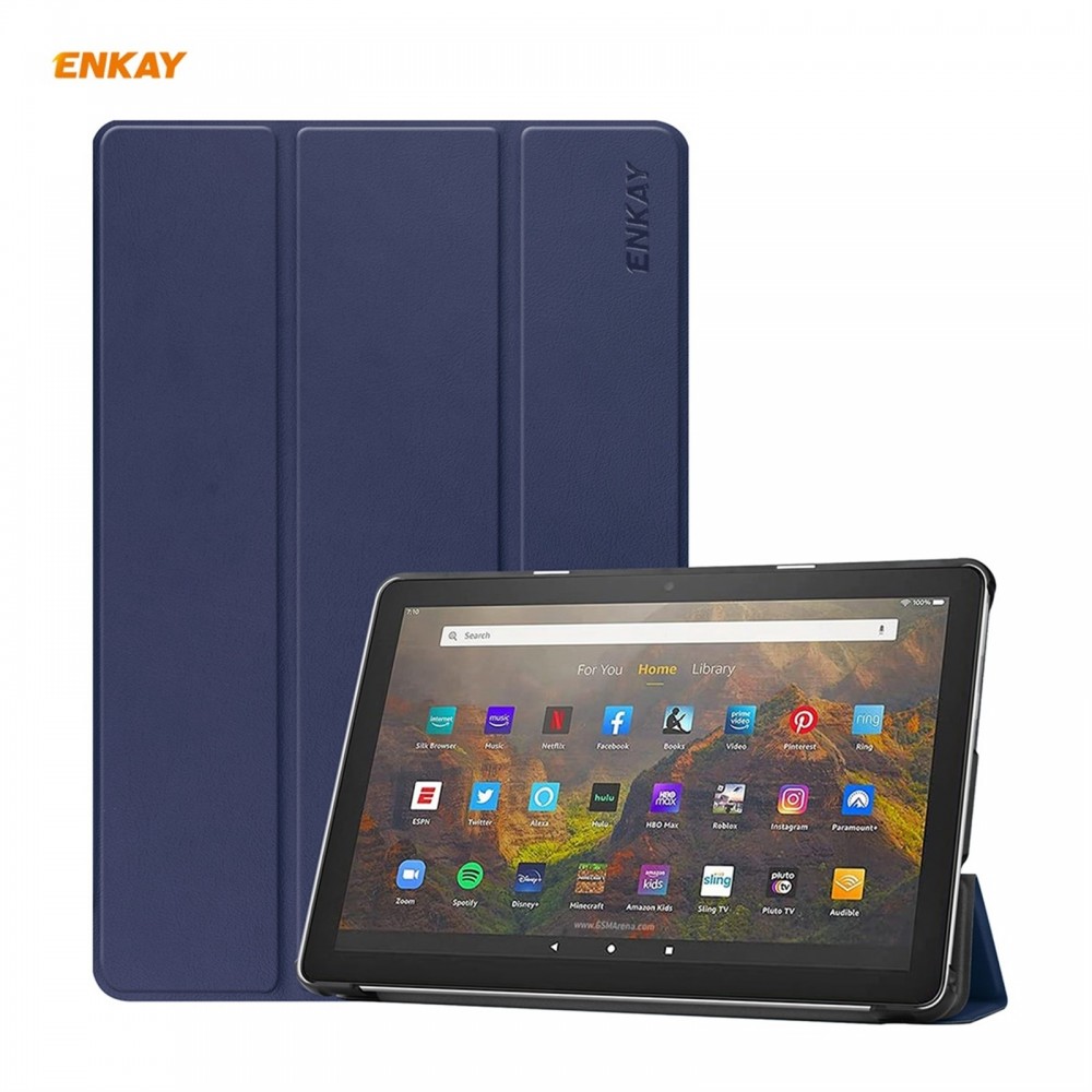כיסוי לטאבלט מדגם - Amazon Fire HD 10 בצבע - כחול כהה עשוי מעור