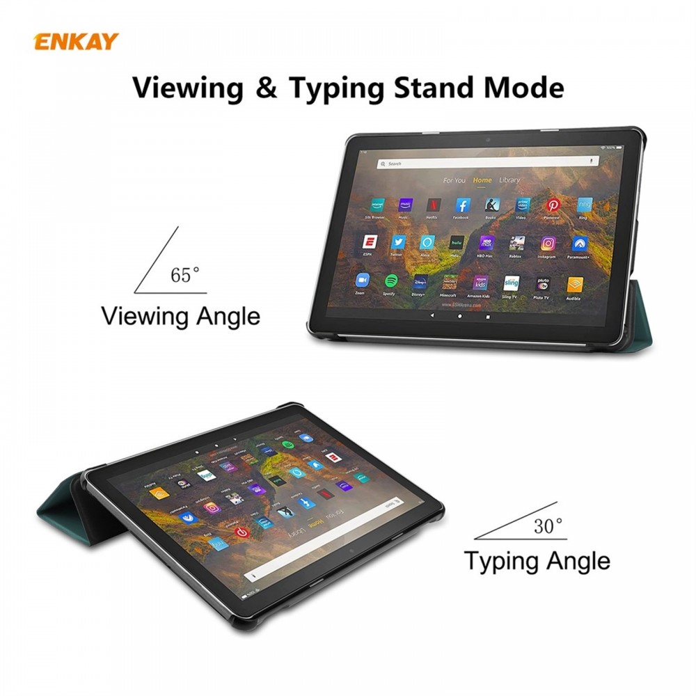 כיסוי לטאבלט מדגם - Amazon Fire HD 10 Plus בצבע - ירוק עשוי מעור