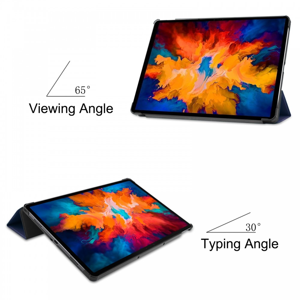 כיסוי לטאבלט מדגם - Lenovo Tab P11 Pro בצבע - כחול כהה עשוי מעור