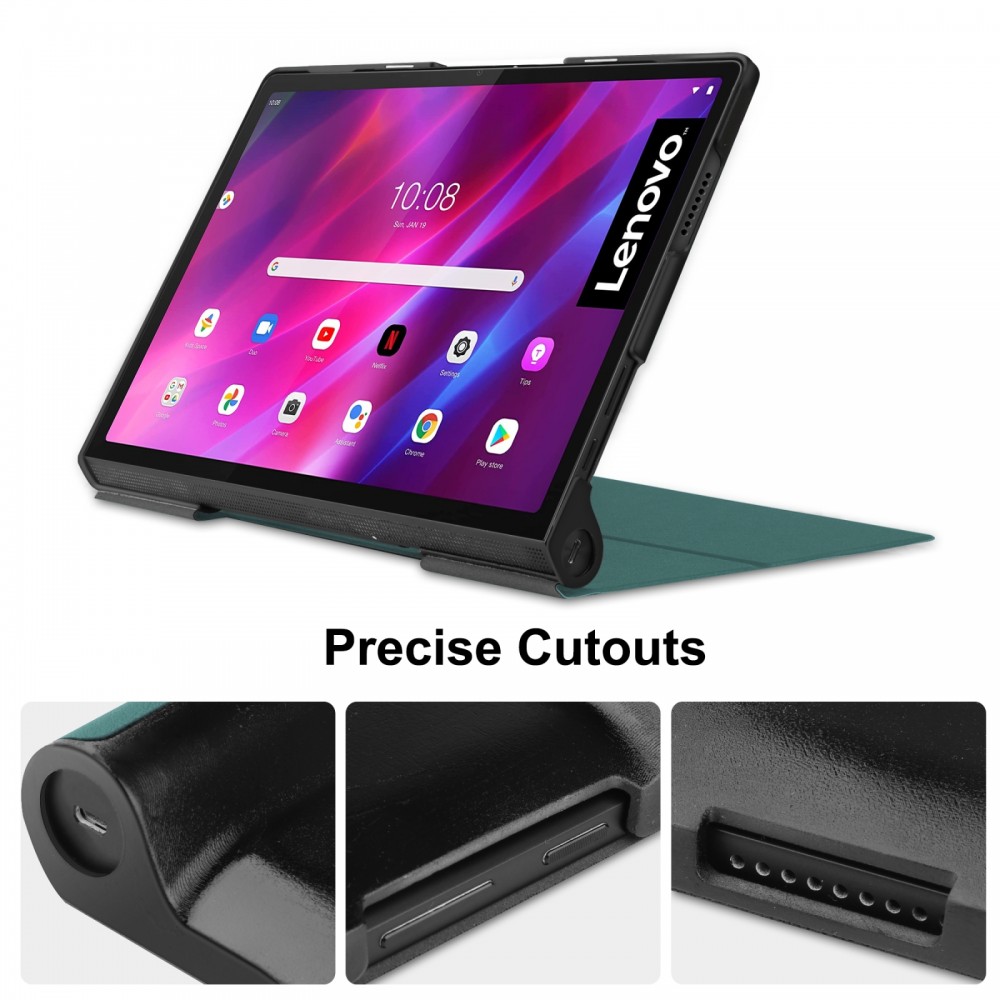 כיסוי לטאבלט מדגם - Lenovo Yoga Tab 11 בצבע - ירוק כהה עשוי מעור