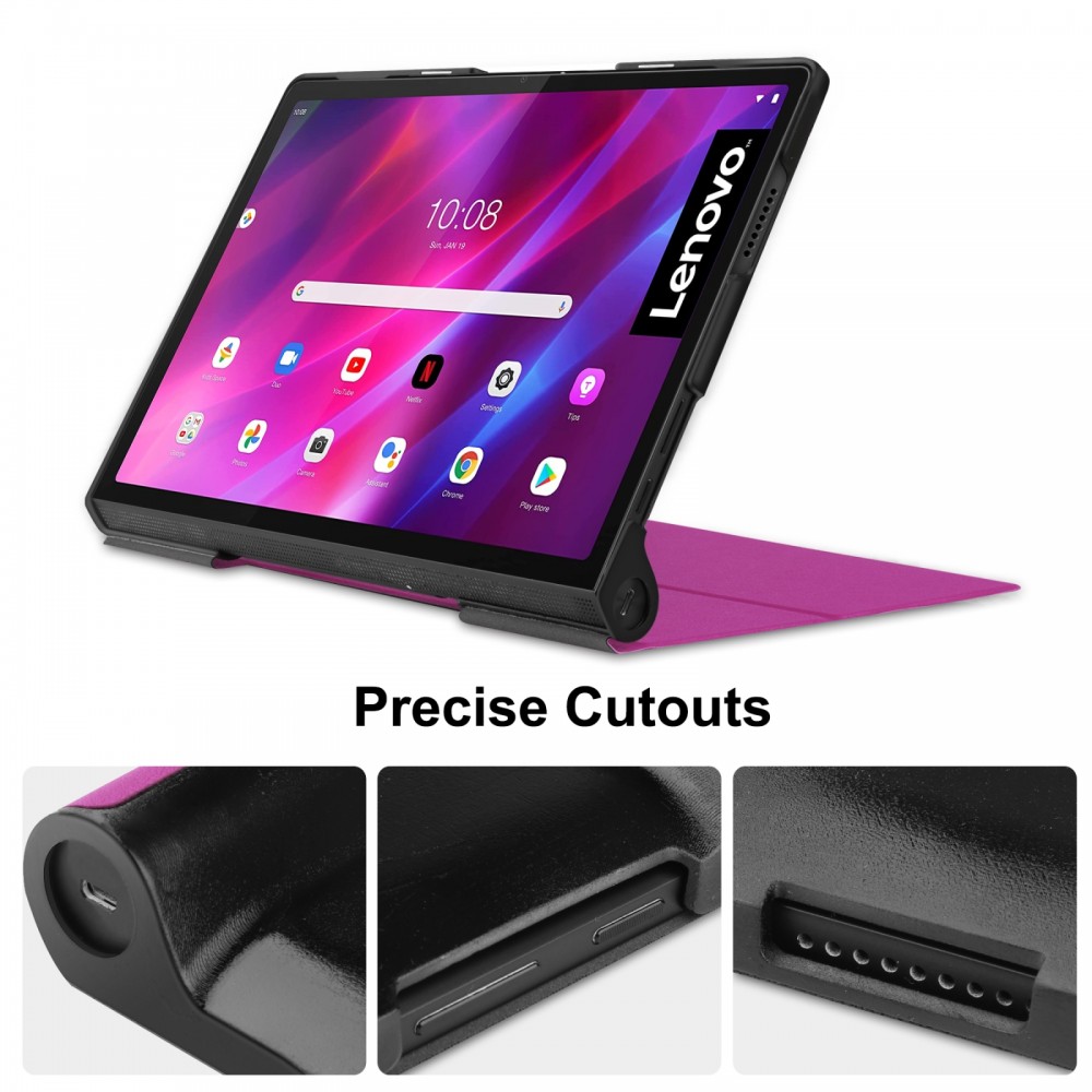כיסוי לטאבלט מדגם - Lenovo Yoga Tab 11 בצבע - סגול עשוי מעור