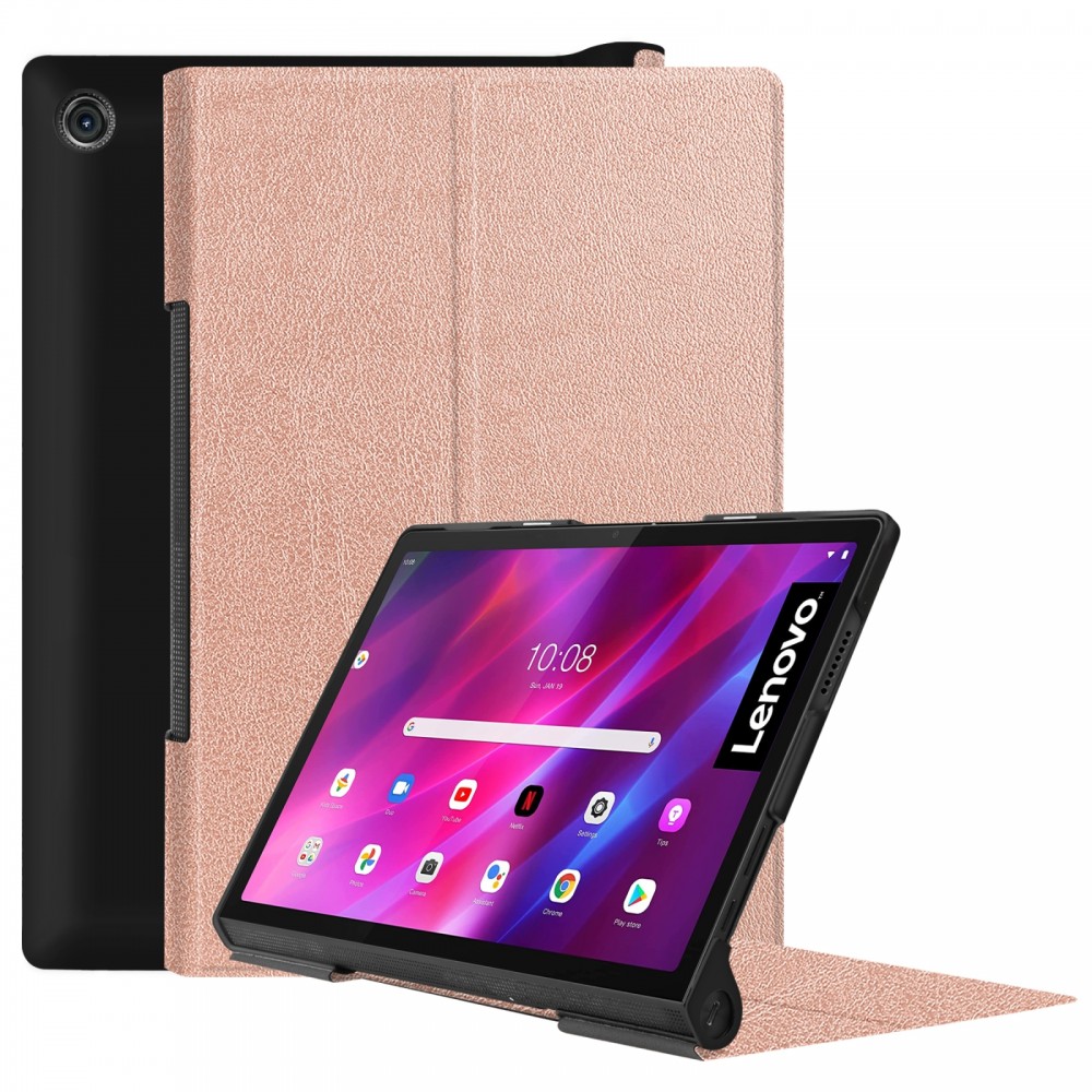 כיסוי לטאבלט מדגם - Lenovo Yoga Tab 11 בצבע - זהב ורד עשוי מעור