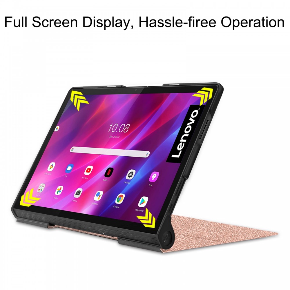 כיסוי לטאבלט מדגם - Lenovo Yoga Tab 11 בצבע - זהב ורד עשוי מעור