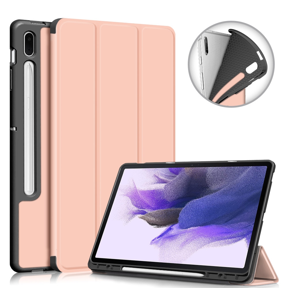 כיסוי לטאבלט מדגם - Samsung Galaxy Tab S7 FE בצבע - זהב ורד עשוי מעור