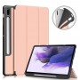 כיסוי לטאבלט מדגם - Samsung Galaxy Tab S7 FE בצבע - זהב ורד עשוי מעור