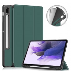 כיסוי לטאבלט מדגם - Samsung Galaxy Tab S7 FE בצבע - ירוק כהה עשוי מעור