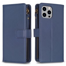 עבור Apple iPhone 12 כיסוי ארנק / ספר עשוי מעור בצבע כחול עם חריצים לכרטיסי אשראי