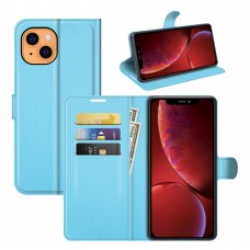 עבור Apple iPhone 13 כיסוי ארנק / ספר עשוי מעור בצבע כחול עם חריצים לכרטיסי אשראי