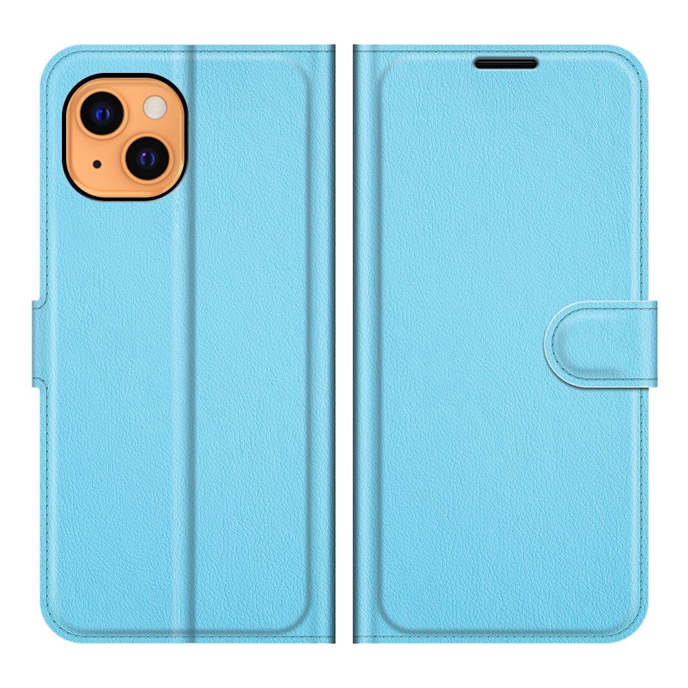 עבור Apple iPhone 13 כיסוי ארנק / ספר עשוי מעור בצבע כחול עם חריצים לכרטיסי אשראי