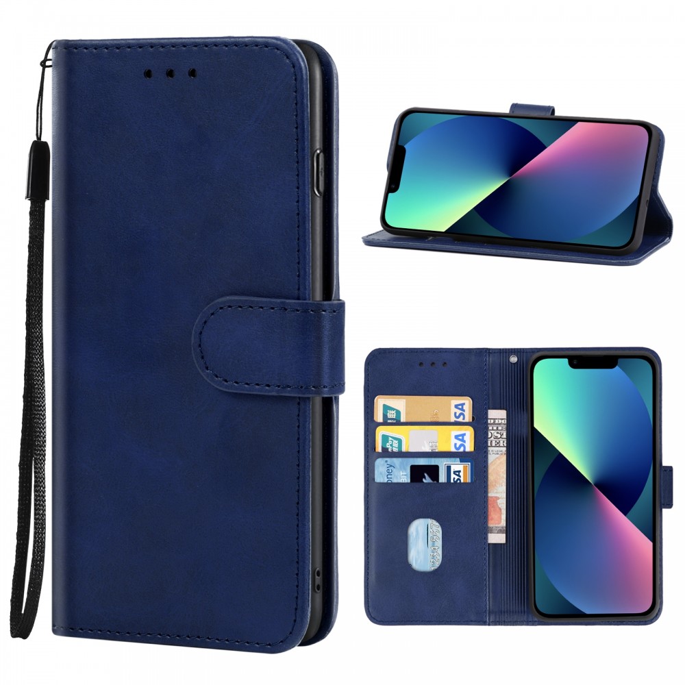 עבור Apple iPhone 14 כיסוי ארנק / ספר עשוי מעור בצבע כחול עם חריצים לכרטיסי אשראי