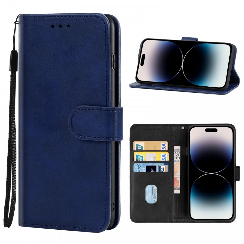 עבור Apple iPhone 14 Pro כיסוי ארנק / ספר עשוי מעור בצבע כחול עם חריצים לכרטיסי אשראי