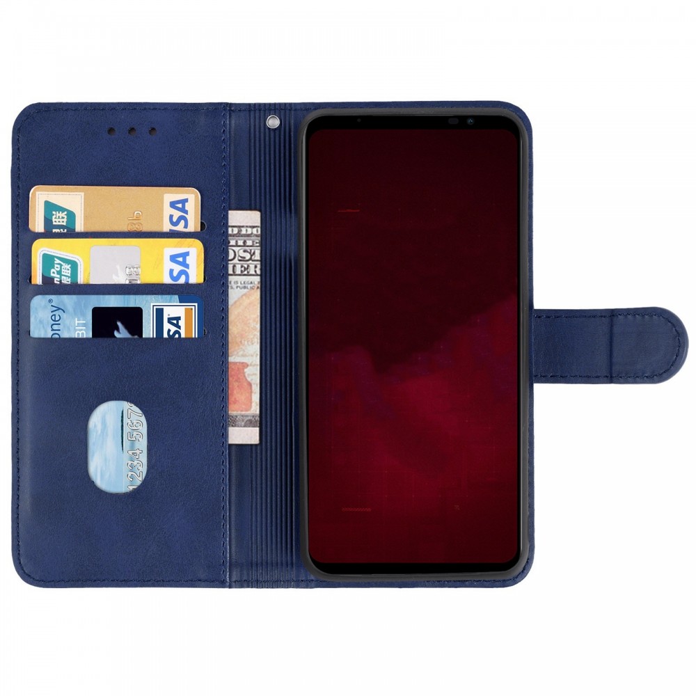 עבור Asus ROG Phone 6 כיסוי ארנק / ספר עשוי מעור בצבע כחול עם חריצים לכרטיסי אשראי