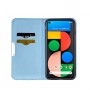 עבור Google Pixel 4a 5G כיסוי ארנק / ספר עשוי מעור בצבע כחול עם חריצים לכרטיסי אשראי