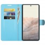 עבור Google Pixel 6 Pro כיסוי ארנק / ספר עשוי מעור בצבע כחול עם חריצים לכרטיסי אשראי