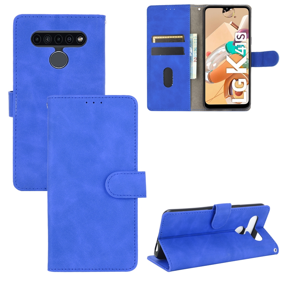עבור LG K41S כיסוי ארנק / ספר עשוי מעור בצבע כחול עם חריצים לכרטיסי אשראי