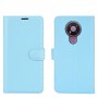 עבור Nokia 3.4 כיסוי ארנק / ספר עשוי מעור בצבע כחול עם חריצים לכרטיסי אשראי