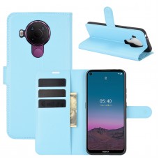 עבור Nokia 5.4 כיסוי ארנק / ספר עשוי מעור בצבע כחול עם חריצים לכרטיסי אשראי