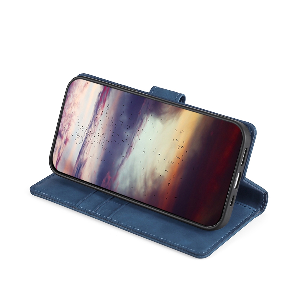 עבור Nokia 7.1 כיסוי ארנק / ספר עשוי מעור בצבע כחול עם חריצים לכרטיסי אשראי