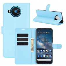 עבור Nokia 8.3 5G כיסוי ארנק / ספר עשוי מעור בצבע כחול עם חריצים לכרטיסי אשראי