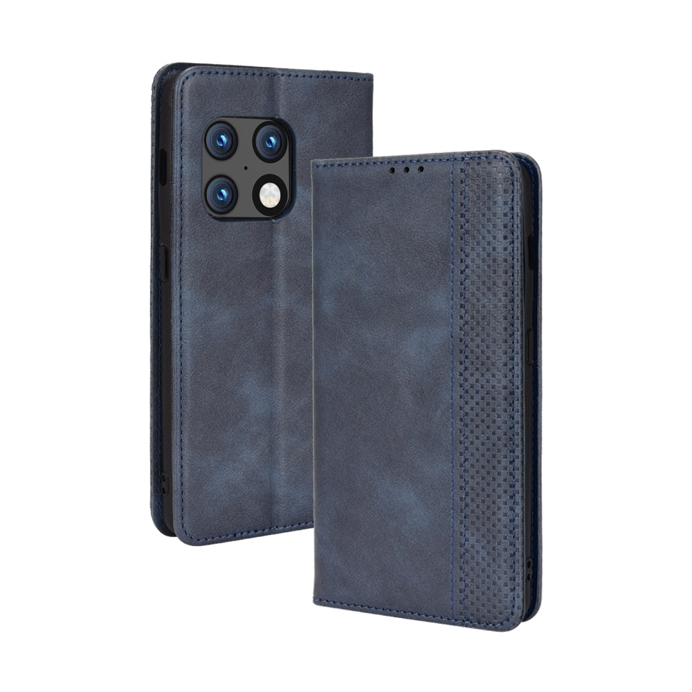 עבור OnePlus 10 Pro כיסוי ארנק / ספר עשוי מעור בצבע כחול עם חריצים לכרטיסי אשראי