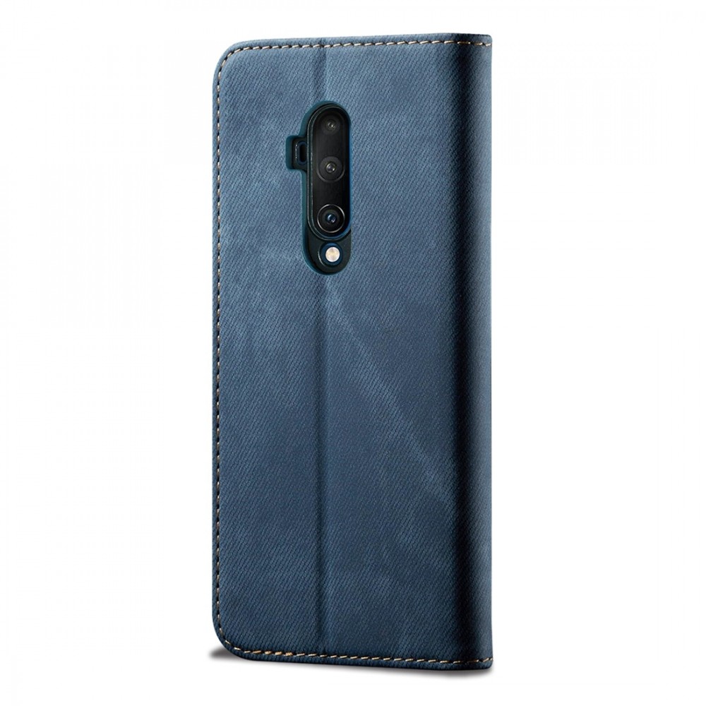 עבור OnePlus 7T Pro כיסוי ארנק / ספר עשוי מעור בצבע כחול עם חריצים לכרטיסי אשראי