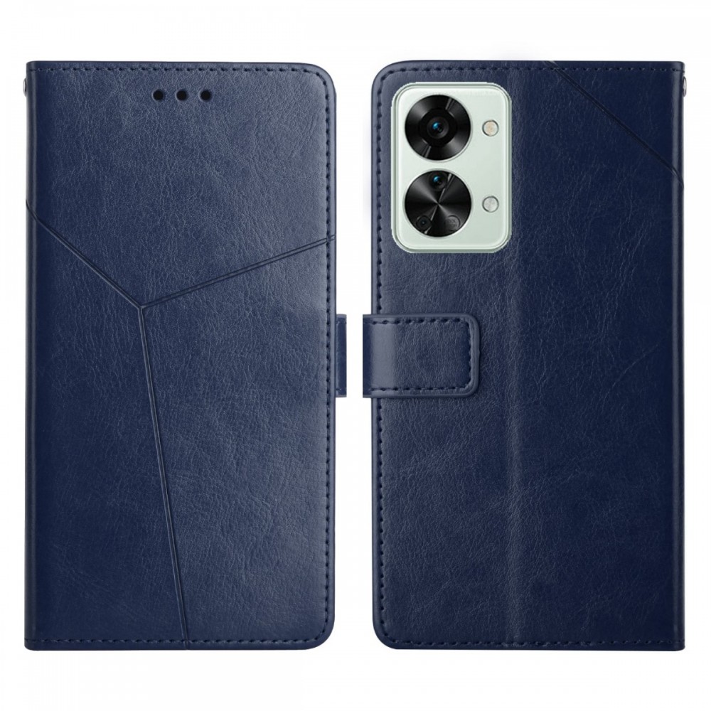 עבור OnePlus Nord 2T כיסוי ארנק / ספר עשוי מעור בצבע כחול עם חריצים לכרטיסי אשראי