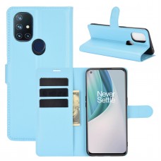 עבור OnePlus Nord N10 5G כיסוי ארנק / ספר עשוי מעור בצבע כחול עם חריצים לכרטיסי אשראי