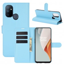 עבור OnePlus Nord N100 כיסוי ארנק / ספר עשוי מעור בצבע כחול עם חריצים לכרטיסי אשראי