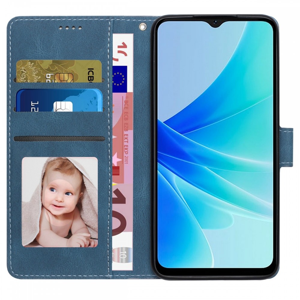 עבור OnePlus Nord N20 SE כיסוי ארנק / ספר עשוי מעור בצבע כחול עם חריצים לכרטיסי אשראי