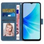 עבור Oppo A57e כיסוי ארנק / ספר עשוי מעור בצבע כחול עם חריצים לכרטיסי אשראי
