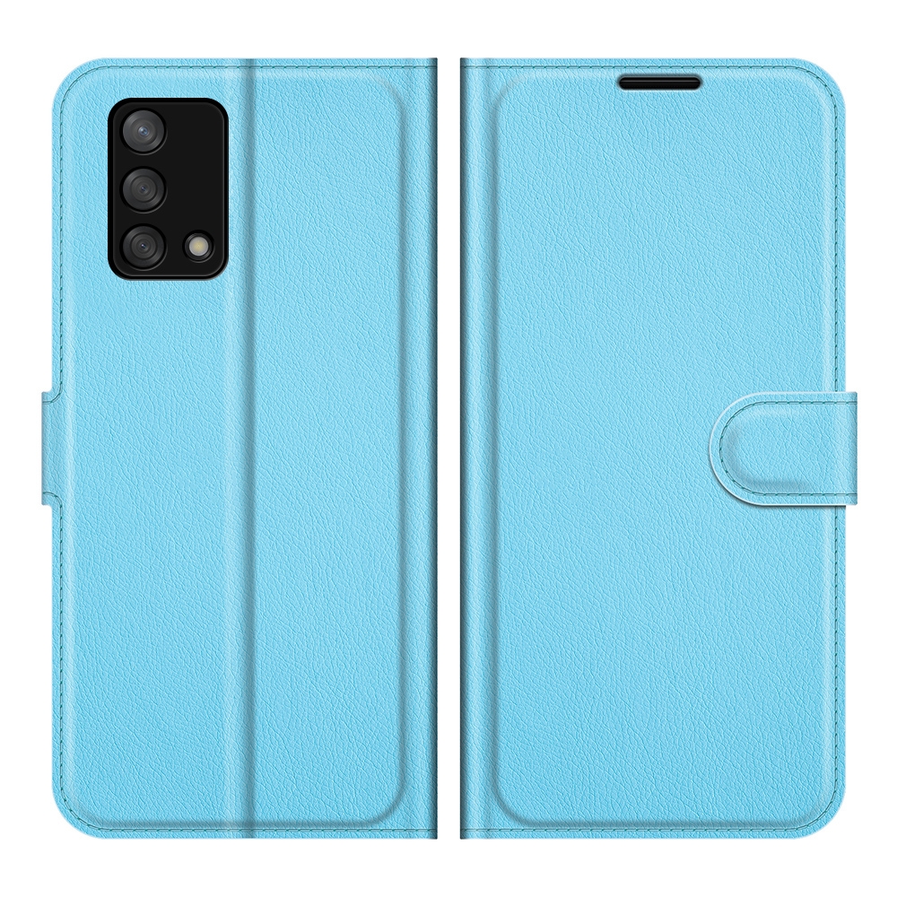 עבור Oppo F19 כיסוי ארנק / ספר עשוי מעור בצבע כחול עם חריצים לכרטיסי אשראי