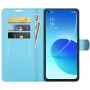 עבור Oppo Reno6 5G כיסוי ארנק / ספר עשוי מעור בצבע כחול עם חריצים לכרטיסי אשראי