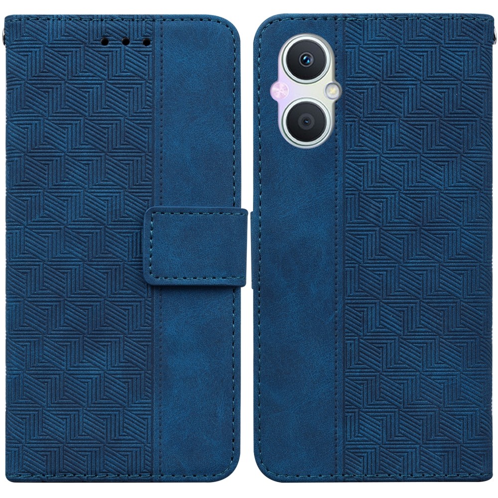 עבור Oppo Reno7 Z 5G כיסוי ארנק / ספר עשוי מעור בצבע כחול עם חריצים לכרטיסי אשראי