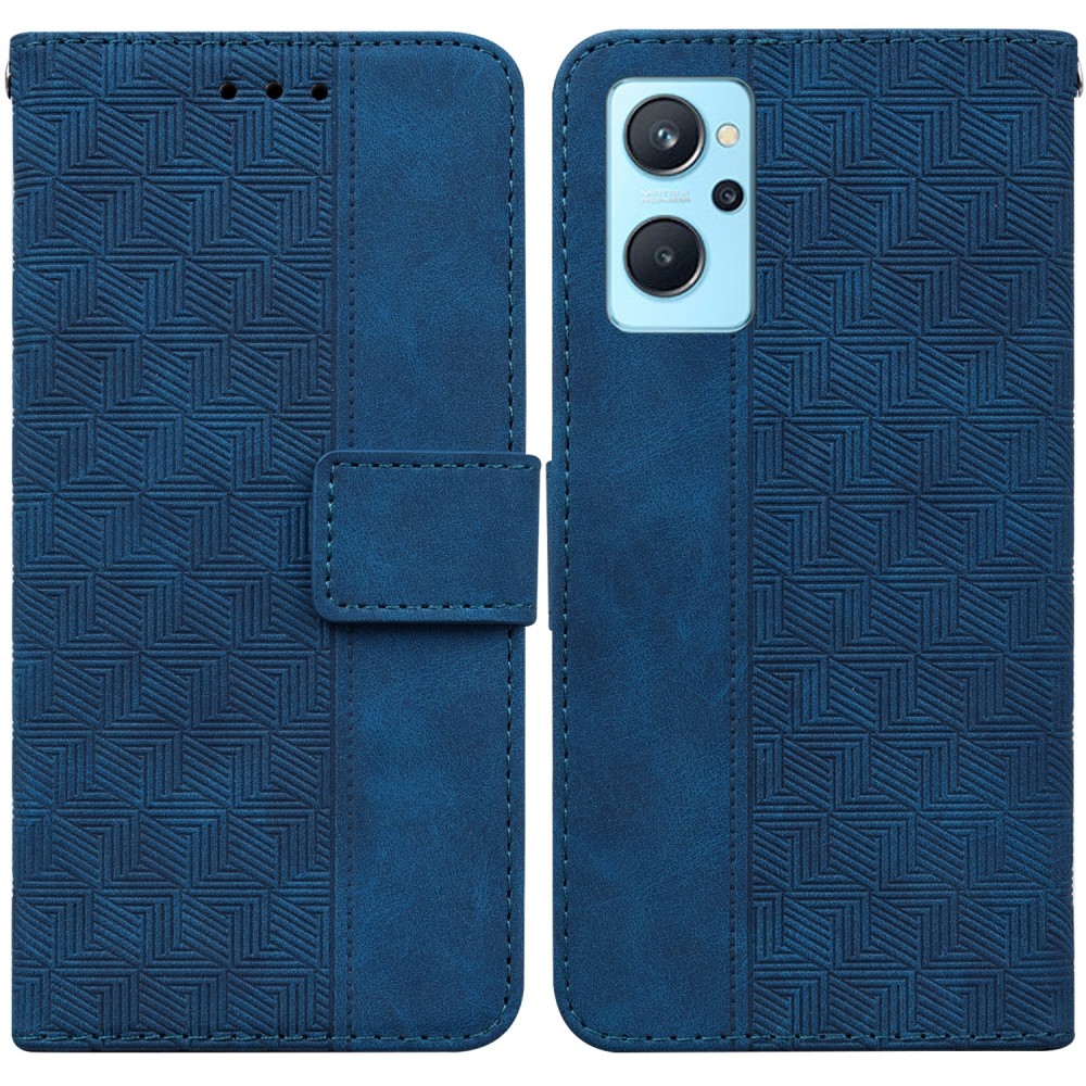עבור Realme 9i כיסוי ארנק / ספר עשוי מעור בצבע כחול עם חריצים לכרטיסי אשראי