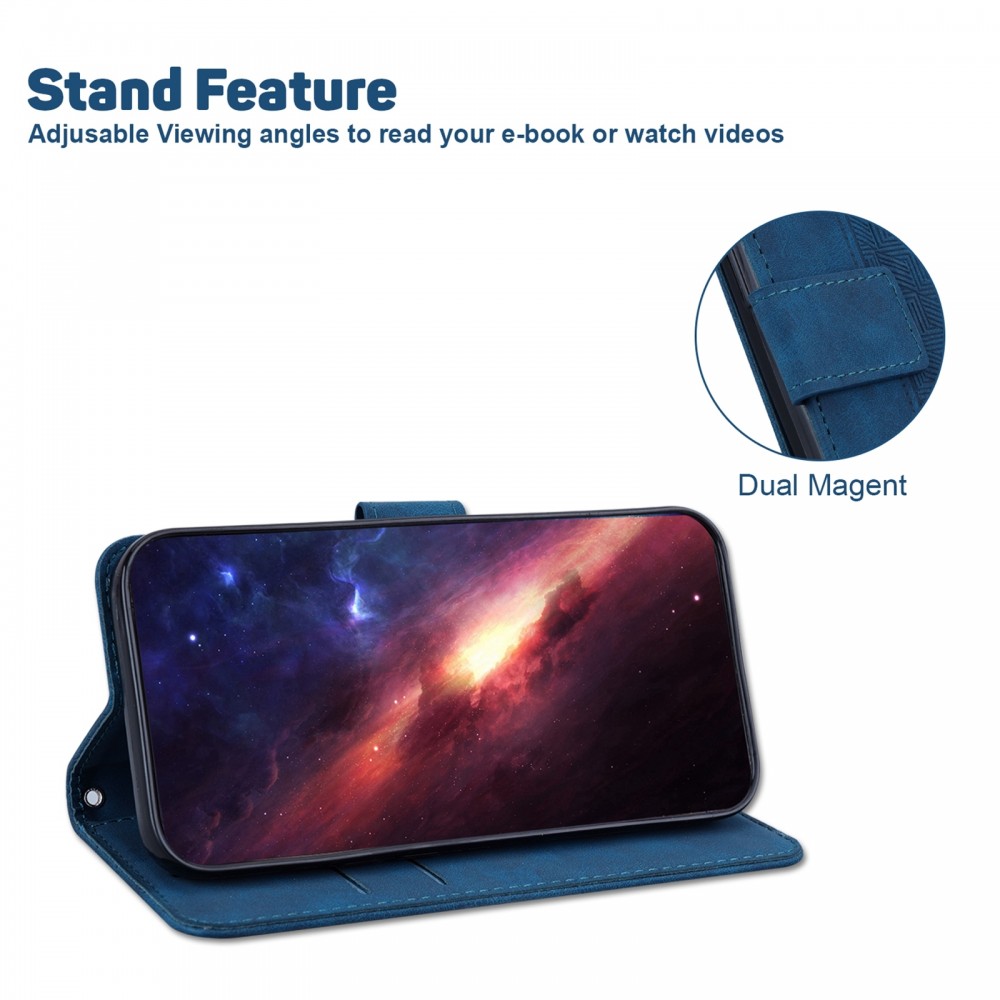 עבור Realme 9i כיסוי ארנק / ספר עשוי מעור בצבע כחול עם חריצים לכרטיסי אשראי