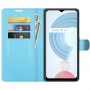 עבור Realme C21Y כיסוי ארנק / ספר עשוי מעור בצבע כחול עם חריצים לכרטיסי אשראי