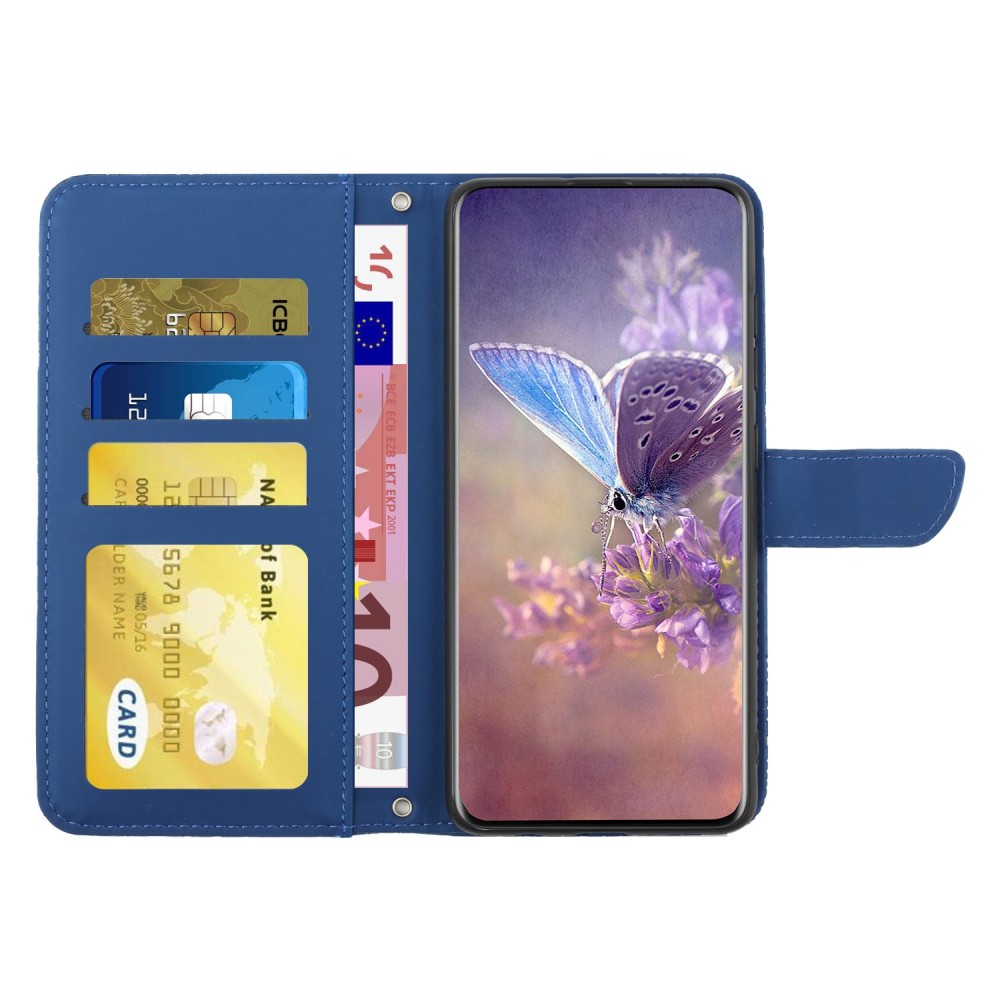 עבור Realme Narzo 50 כיסוי ארנק / ספר עשוי מעור בצבע כחול עם חריצים לכרטיסי אשראי