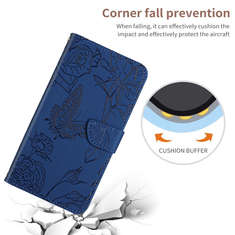 עבור Realme Narzo 50 כיסוי ארנק / ספר עשוי מעור בצבע כחול עם חריצים לכרטיסי אשראי