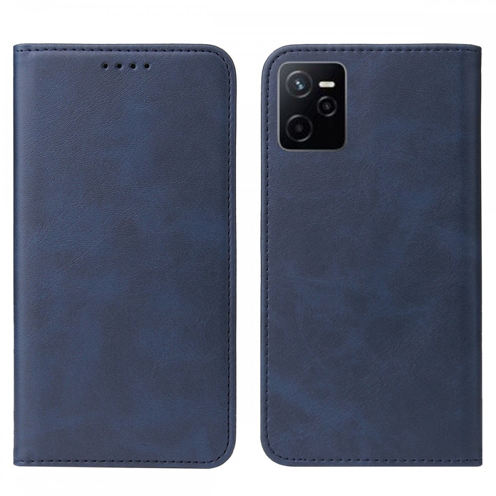 עבור Realme Narzo 50A Prime כיסוי ארנק / ספר עשוי מעור בצבע כחול עם חריצים לכרטיסי אשראי