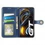 עבור Realme Q3 Pro 5G כיסוי ארנק / ספר עשוי מעור בצבע כחול עם חריצים לכרטיסי אשראי