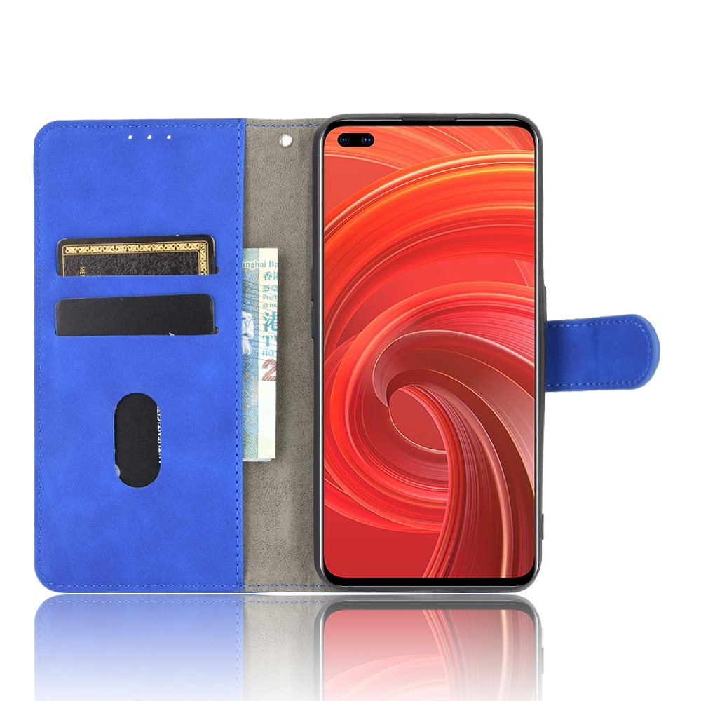 עבור Realme X50 Pro 5G כיסוי ארנק / ספר עשוי מעור בצבע כחול עם חריצים לכרטיסי אשראי