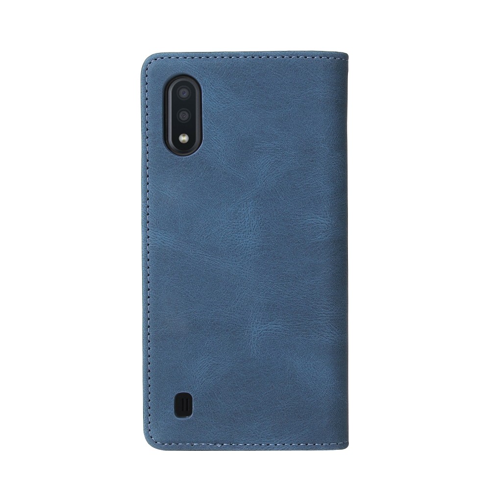 עבור Samsung Galaxy A01 כיסוי ארנק / ספר עשוי מעור בצבע כחול עם חריצים לכרטיסי אשראי